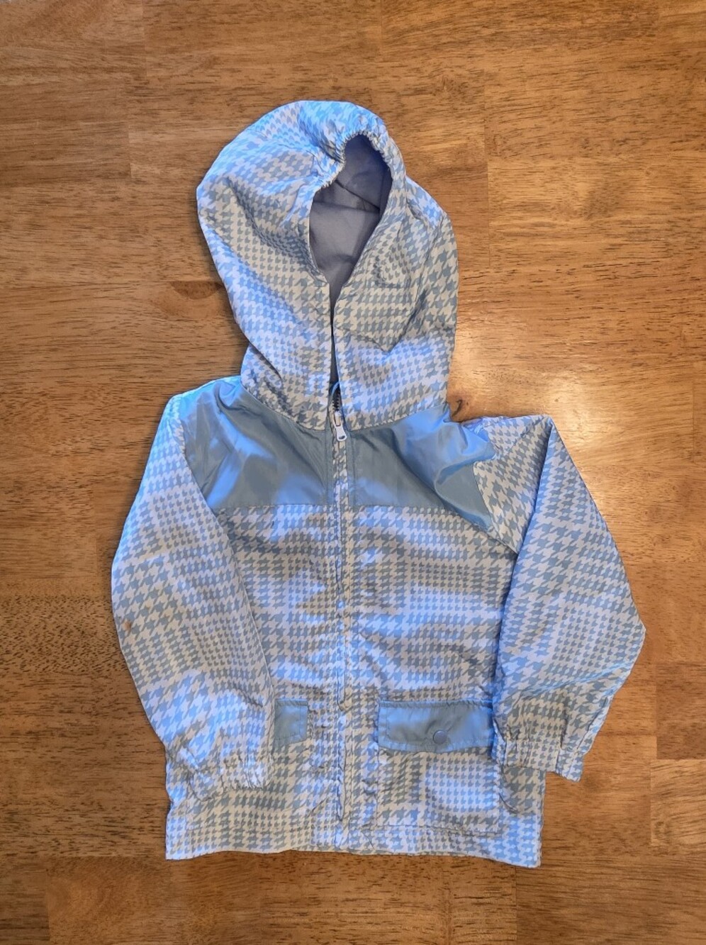 Kids Light Blue Hooded Windbreaker Jacket